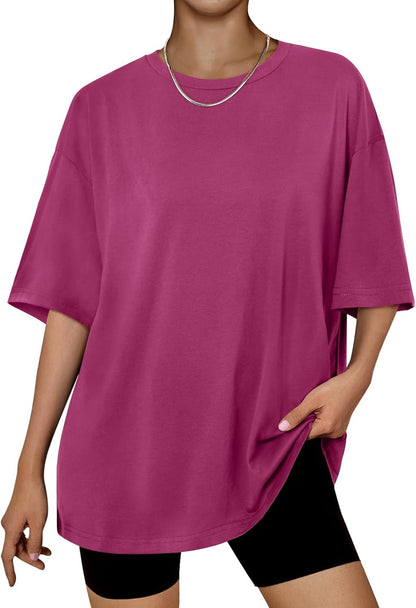 Trendy Queen Womens Oversized Summer T Shirts Plus Size Batwing Cute Casual Tops Short Sleeves Fashion Workout Clothes