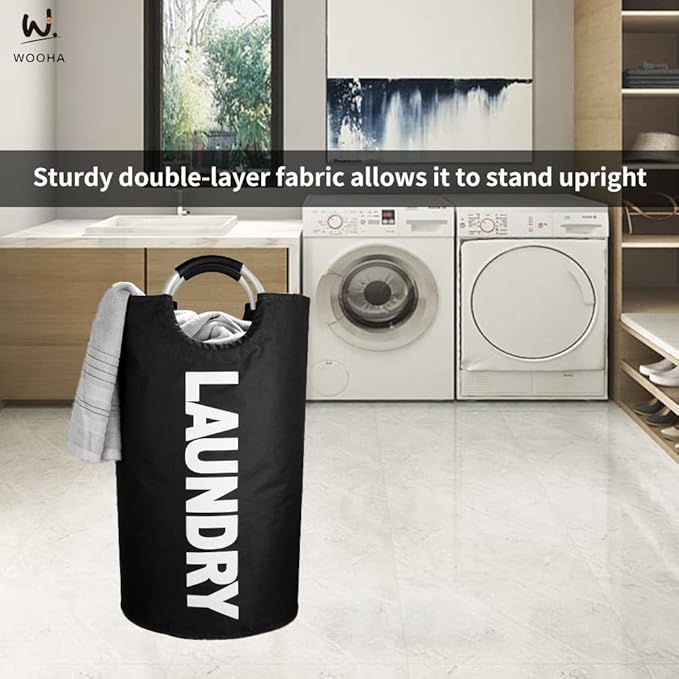 WOOHA 125L Large laundry basket, Collapsible laundry hamper, Tall Clothes