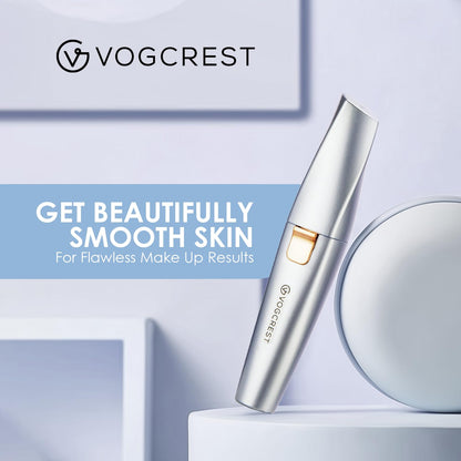VG VOGCREST Eyebrow & Facial Trimmer: 2 in1 Rechargeable Facial Hair Removal & Eyebrow Shaver - Body Razor with Built-in LED Light (Rose Gold)
