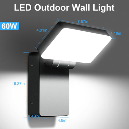 Juyace 60W LED Wall Light Outdoor Exterior Flood Light Wall Mount Yard Security Light Waterproof 360 ° Rotat Folding 6000K for Barn Area 4 Pack