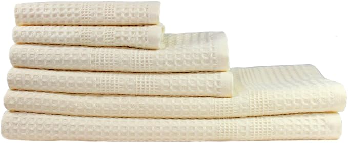 GILDEN TREE Waffle Towel Set Quick Dry Thin | 2 Bath Towels | 2 Hand Towels | 2