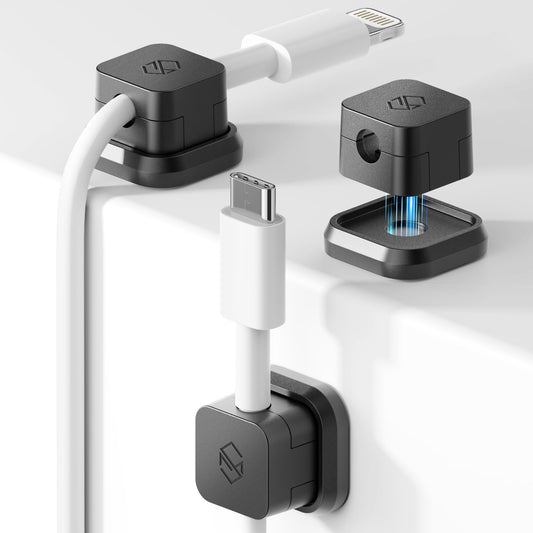 Sinjimoru Magnetic Cable Clips, Multipurpose Cable Management for Car and Office Supplies, Self Adhesive Cable Organizer Clip. Magnetic Cable Holder (Magnetic Cable Holder [3 Pack], Black)