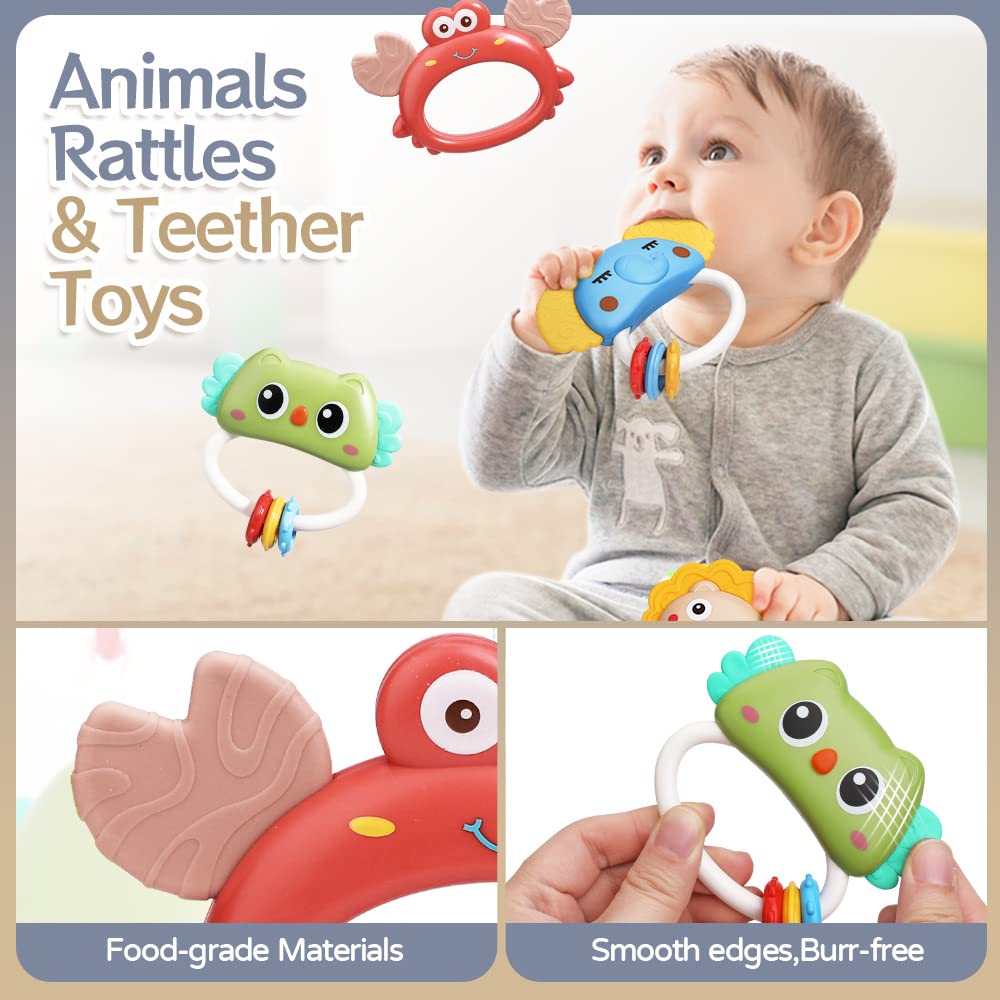 Mini Tudou Baby Musical Crib Mobile with Star Projection & Timing Function,Remote Control Music Box with Muisc & Night Lights,Hanging Rotating Animal Rattles for Kids,Toy for Newborn 0-24 Months