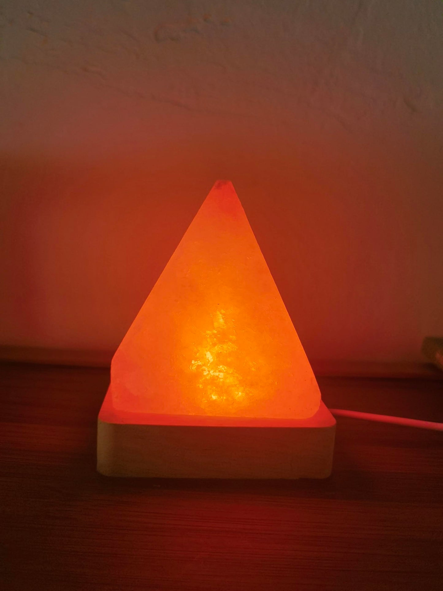 YZYOE USB Rainbow Gradient Himalayan Salt lamp, Solid Wood Base Atmosphere Decoration Pyramids Salt Light with Remote Control, Natural Crystal Stone Bedside Night lamp, Handmade Crafts.