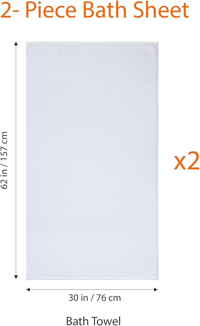 Amazon Basics 2-Piece Quick-Dry Oversize Bath Towel, 100% Cotton