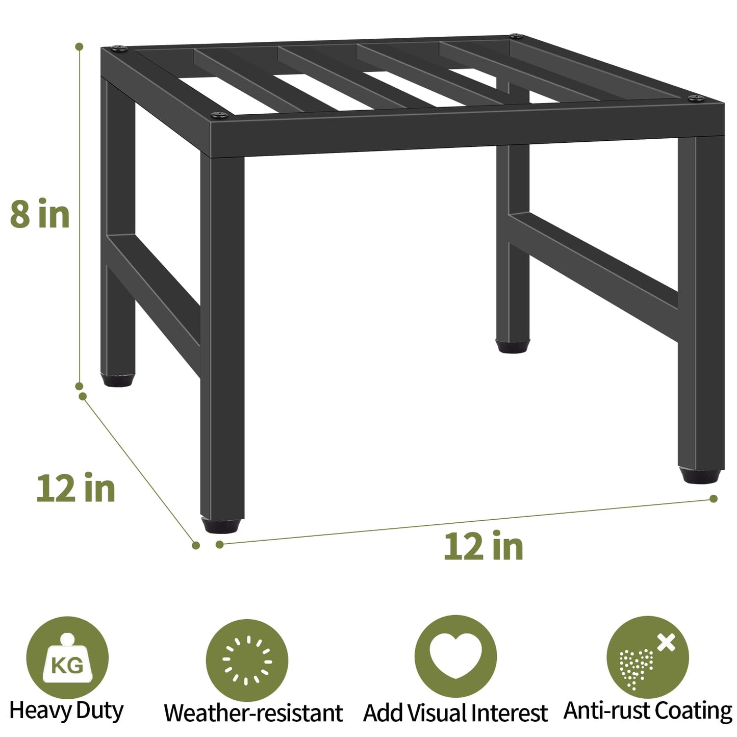 LLAXERGU Plant Stand Indoor Outdoor, Heavy Duty Wrought Iron Pedestal Stands Metal Plant Stand for Indoor Outdoor, Sturdy Low Flower Stand Display Planter Shelf, 2pcs, Black