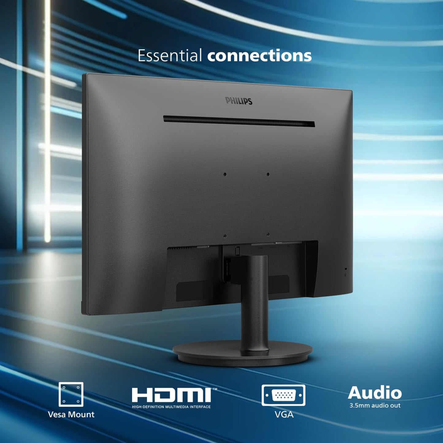 Philips 221V8LB 22 inch Class Thin Full HD (1920 x 1080) Monitor, 100Hz Refresh Rate, VESA, HDMI x1, VGA x1, LowBlue Mode, Adaptive Sync, 4 Year Advance Replacement Warranty