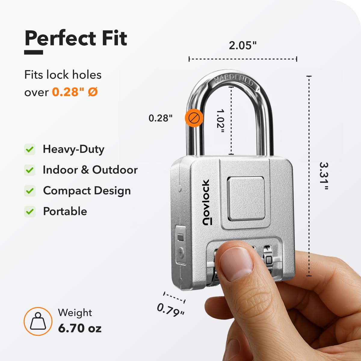 NOVLOCK Combination Lock for Outdoor & Indoor | Heavy Duty, Weatherproof, 4-Digit Security | Padlock for Lockers, Gates, Fences, Sheds, Storage | 1-Pack, Silver