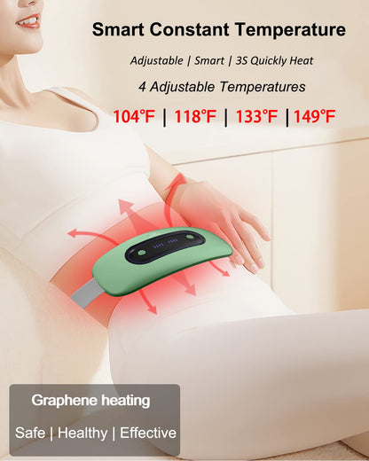 Electric Heating Pad, Portable Cordless Menstrual Heating Pad with 4 Heat Levels and 4 Massage Modes, Fast Large Heating Belly Wrap Belt for Cramps, Back Pain Relief Gifts for Women Girls Her(Black)