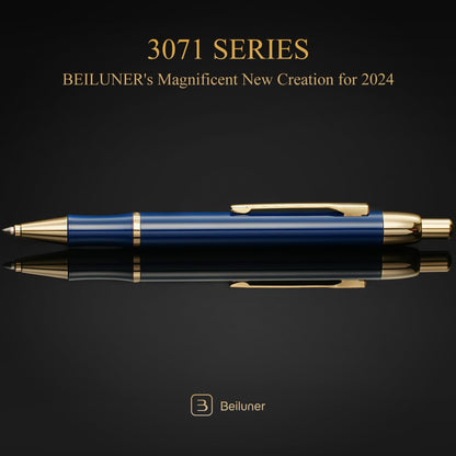 BEILUNER Luxury Gel Pen with 24K Gold Electroplating Finish, Blue Piano Lacquer, Luxury Grade Craftsmanship, Best Gel Pen Gift Set for Men and Women