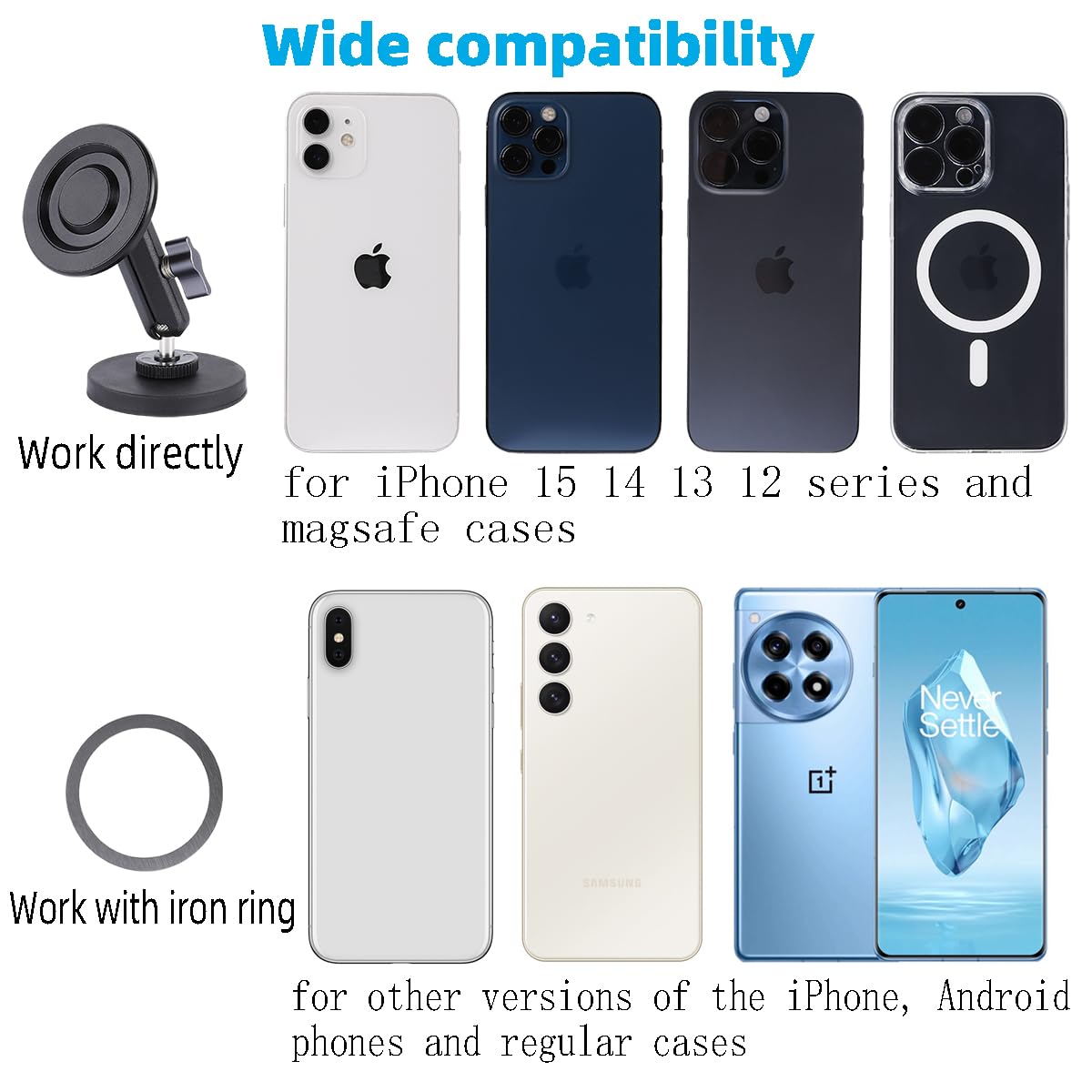Gym Magnetic Phone Holder for MagSafe, Dual Magnetic Phone Mount for Gym Attach to Metal Surface, Compatible with iPhone 16 15 14 13 Pro Max MagSafe Case, 360° Adjustable, Perfect for Recording Video