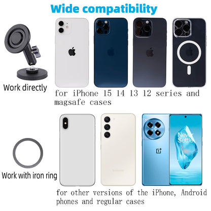 Gym Magnetic Phone Holder for MagSafe, Dual Magnetic Phone Mount for Gym Attach to Metal Surface, Compatible with iPhone 16 15 14 13 Pro Max MagSafe Case, 360° Adjustable, Perfect for Recording Video