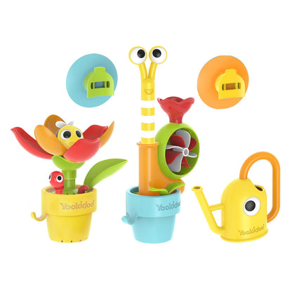 Yookidoo Toddler Baby Bath Toy (Ages 1-3) Garden Adventure Set Bundle: Snail & Flower with Watering Can (Mold Free) Attach to Any Tub, Shower Fun for Bath Time - Great for Boys , Girls , & Kids