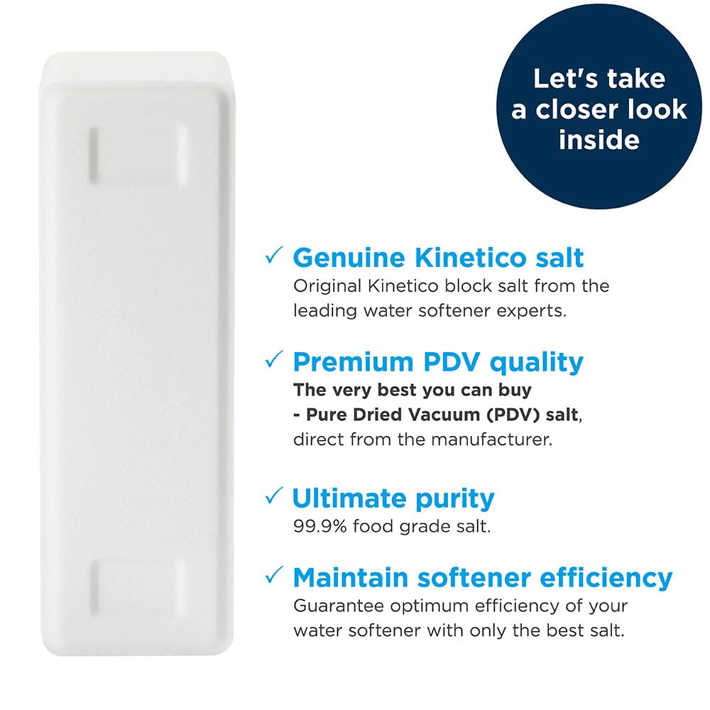 Kinetico Block Salt for Water Softeners - Genuine Kinetico Product - Delivers Superior Performance - 3 packs with 6 salt blocks in total