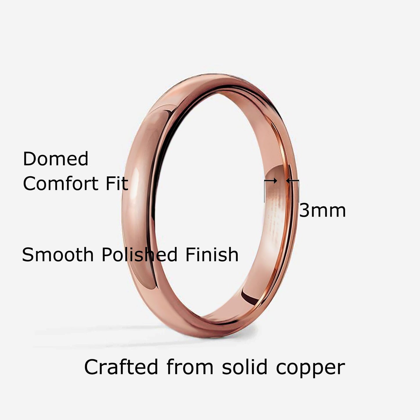 IVY & BAUBLE Pure Uncoated Solid Copper Ring for Men & Women — Lab-Tested, Raw Authentic Copper Band, Wellness Jewelry, Crafted in USA, 3mm, Size 11