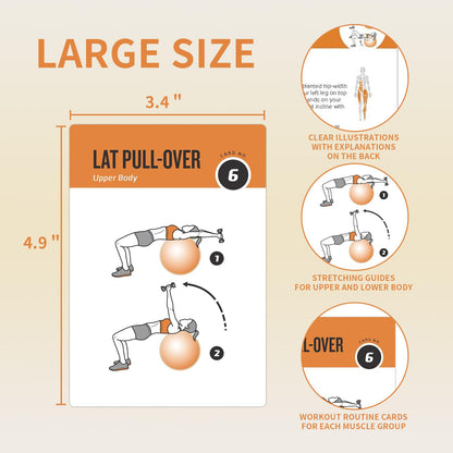 ELAORY Stability Ball Workout Cards, 62 Exercises Cards Deck Large Size 5" x 3.5" Fitness Cards for Women & Men, Beginner Fitness Guide to Training Exercises at Home or Gym