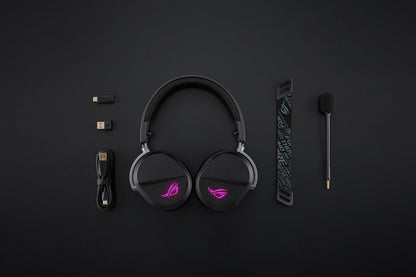 ASUS ROG Pelta Wireless Gaming Headset with Detachable Mic – Tri-Mode (BT, 2.4GHz, USB-C) 50mm Titanium-Plated Drivers, 70Hr Battery, Ergonomic, Lightweight, for PC, PS5, PS4, Switch, Mobile - Black
