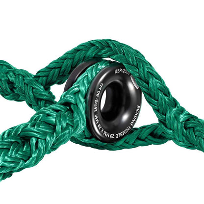 Pelican Rope Arborist Sling, USA Made 3/4" 10 FT Adjustable Rigging Block Sling with Aluminum Ring - Single-Head, 20,000 LBS MBS / 2,000 LBS WLL, 12 Strand Green Polyester, Tree Climbing Gear