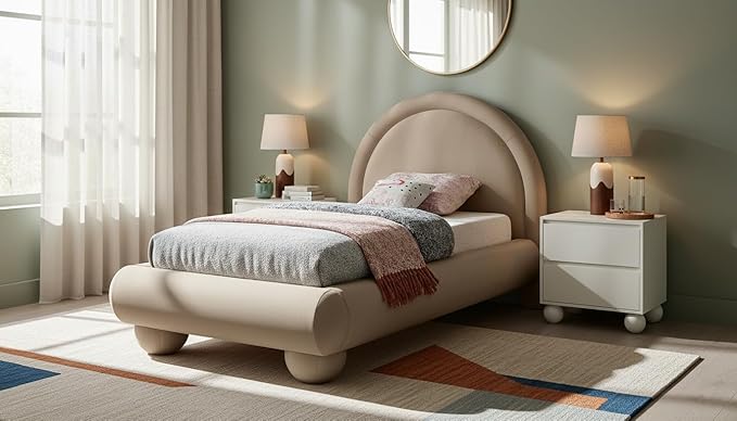 Meridian Furniture MadridTaupe-T Madrid Collection Art Deco Twin Bed