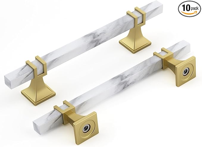 Rergy Cabinet Handles Marble Drawer Pulls and Knobs, T-Bar Hardware