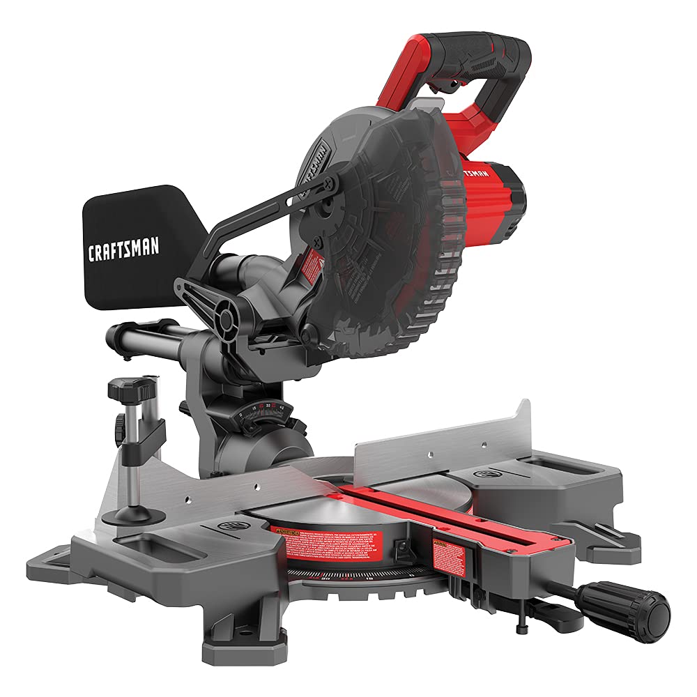 CRAFTSMAN V20 Cordless Sliding Miter Saw, 7-1/4 inch, Single Bevel, Battery and Charger Included (CMCS714M1)