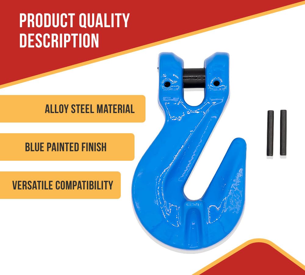 Mytee Products 5/16" Grade 100 Cradle Clevis Grab Hook for Lifting - 5,500 LBS WLL Heavy Duty Tow Chain Hook for Trailer/Truck Transport