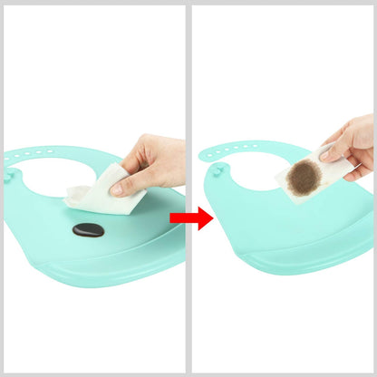 PandaEar Cute Super Thin Light Weight Unisex Silicone Baby Bibs Waterproof (Blue/Purple/Grey)