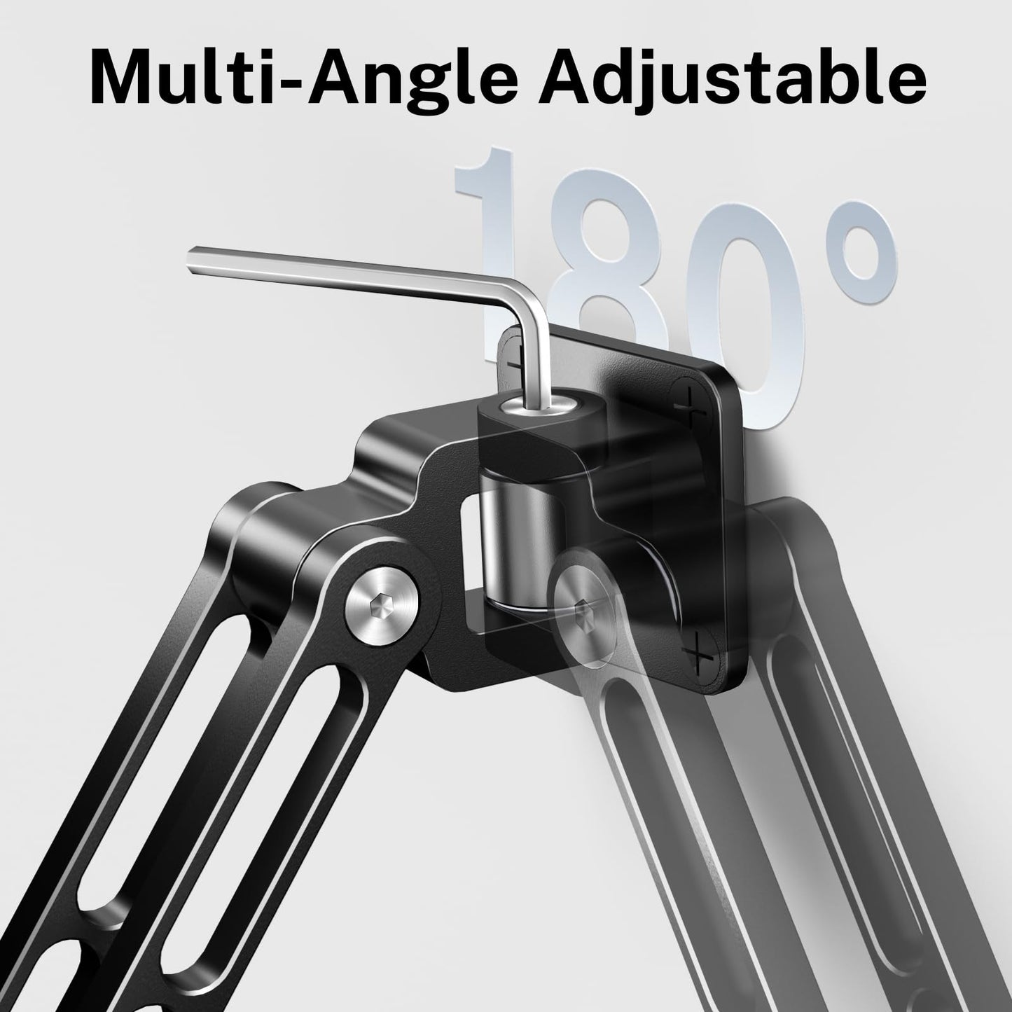 OHLPRO Tablet Wall Mount Holder for iPad, Aluminum Foldable Arm with 360° Rotating Base, Adjustable Clamp for 5-13" Tablets & Phones, Metal Screw Mount for Kitchen, Office, Gym - 9.6" Aluminum Arm