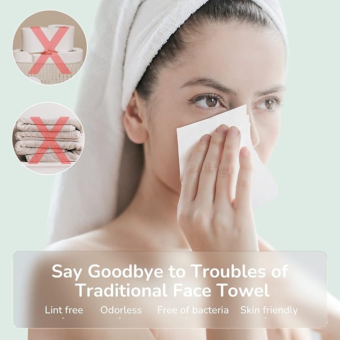 Disposable Face Towel 300 Cont, 7.9"X7.9"Clean Face Towelettes