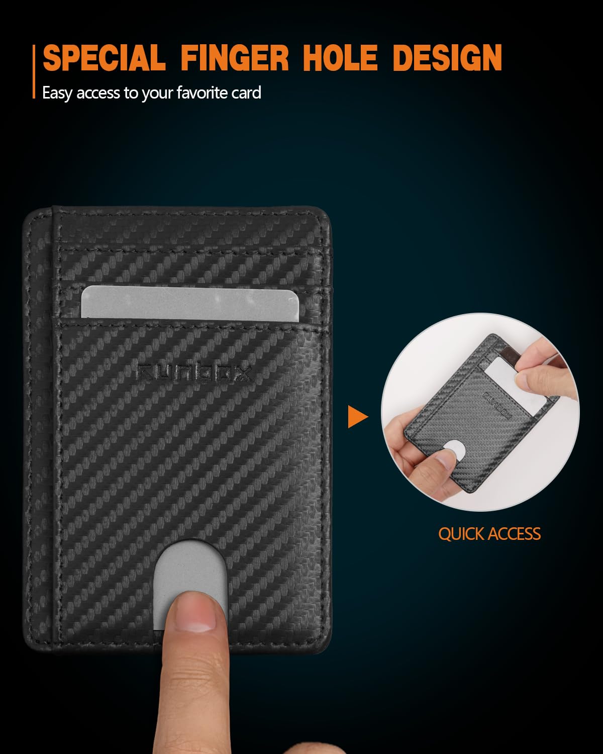 RUNBOX Slim Minimalist Front Pocket RFID Blocking Leather Wallets for Men and Women Gift Box