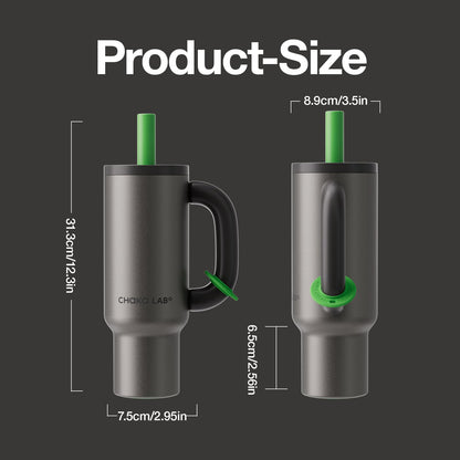 CHAKO LAB BaWang 33oz Insulated Titanium Tumbler with Handle and Straw | Premium Matte Finish Leakproof Water Bottle | Cup Holder Friendly Travel Mug for Coffee, Tea | BPA-Free Grand Tumber, Midnight