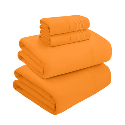 Mocassi Full Size 4-Piece Bed Sheet Set - 1800 Premium Hotel Quality Microfiber 18-24 Inches Extra Deep Pocket Fitted Sheet- Luxury Soft, Breathable, Wrinkle, and Fade Resistant, Orange