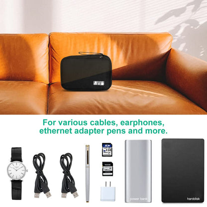 HCFGS Electronics Accessories Organizer Bag, Travel Cable Organiser Bag, Universal Carry Travel Gadget Bag for USB Cable Drive, SD Card, Charger Hard Disk (Black)