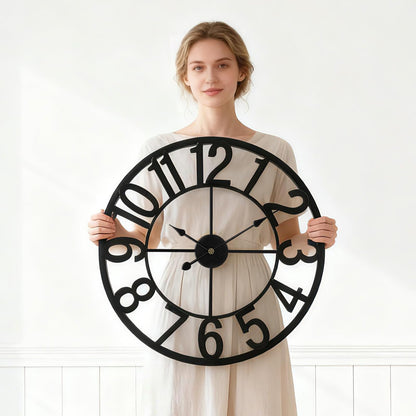 Vantic 24 Inch Large Wall Clock, Arabic Numeral Metal Oversized Wall Clocks for Living Room Decor, Bedroom and Kitchen, Completely Silent, Non Ticking, Battery Operated