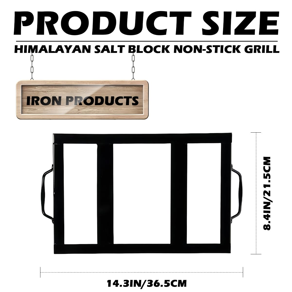 DOERDO DD Salt Cooking Block Tray Holder Salt Slab Plate Metal Steel Himalayan Rock Salt Block Cooking Plate Tray for Grilling Cooking, 14.3x8.4 Inch