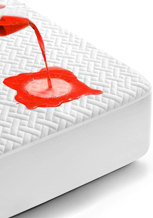 Queen Waterproof Mattress Protector, Premium Viscose from Bamboo Mattress Pad Ultra Soft Breathable, Noiseless Mattress Cover Fitted 8"-21" Deep Pocket