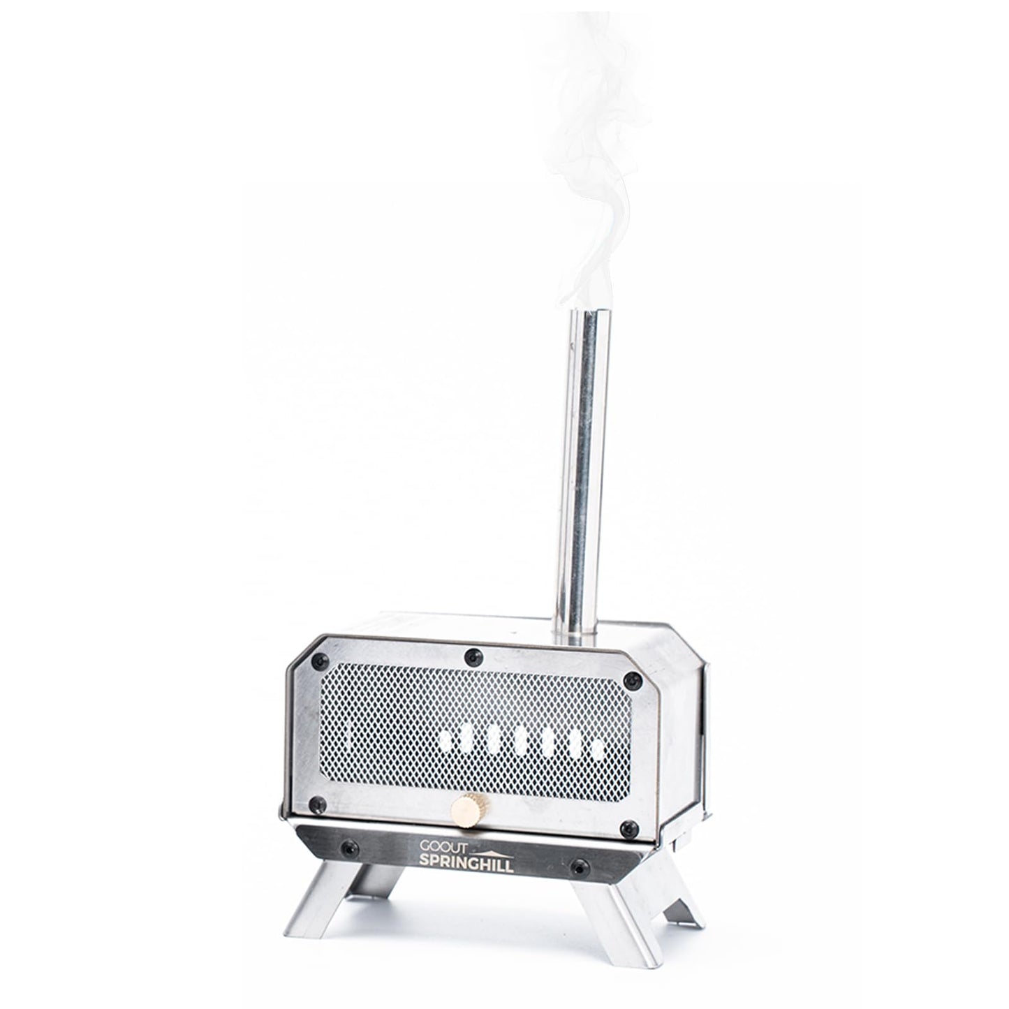 GOOUT SPRINGHILL Incense Burner & Mini Portable Stove - Compact Foldable with Detachable Ash Catcher, 3.9x2.4x6.5 Inch Stainless Steel, Silver