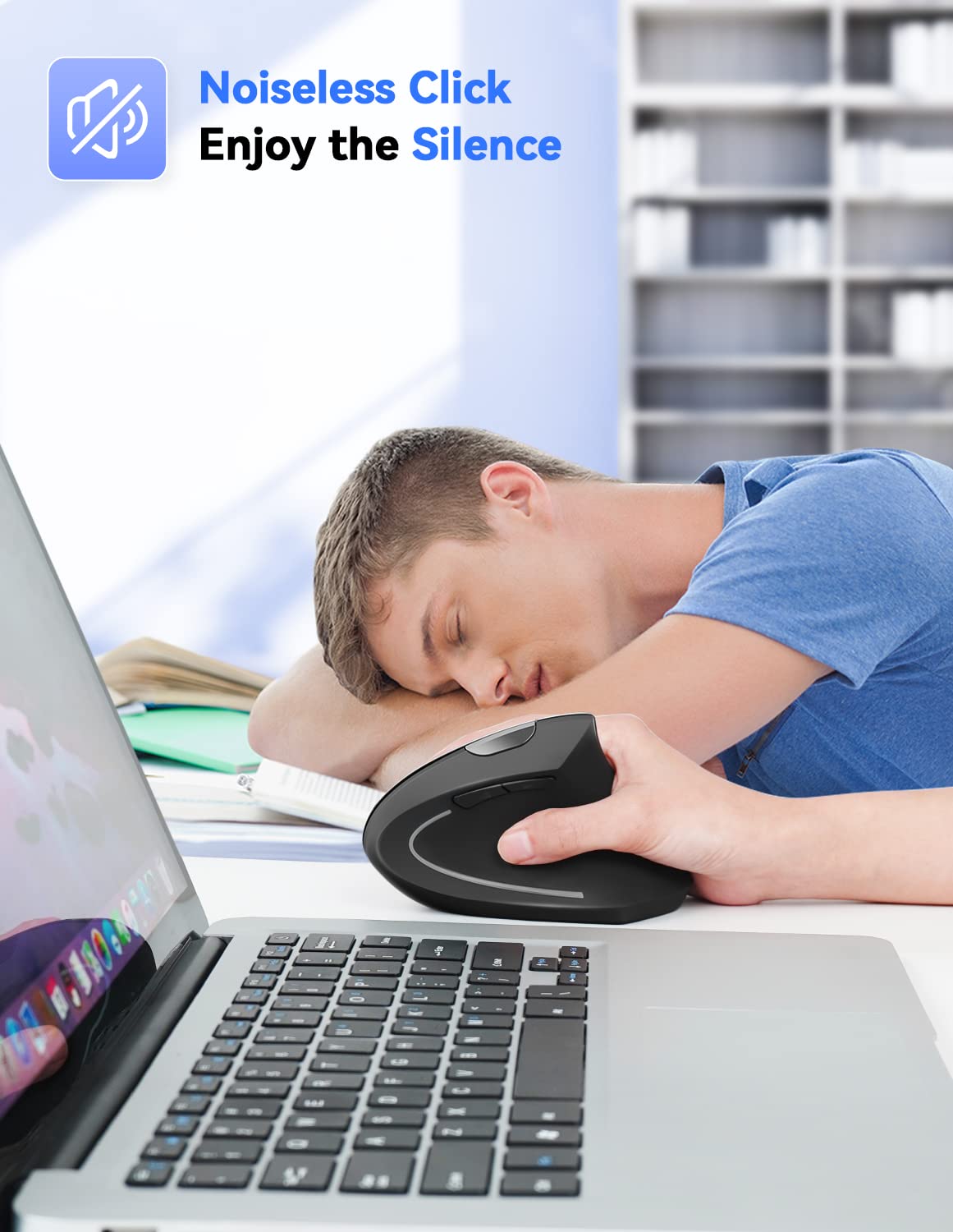 TECKNET Ergonomic Mouse, 4800DPI Wireless Vertical Mouse 6-Button Silent Mice with 5 Adjustable Levels DPI, USB Receiver, 2.4G Cordless Computer Mouse Optical Wireless Mouse for Laptop, PC, Mac