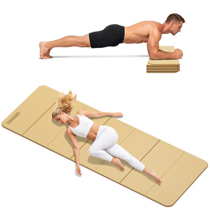 Folding Yoga Mat Extra Thick 0.4 Inch, Foldable Yoga Mat 75 x 26 Inches, TPE Exercise Mat, 7-Panel Non Slip Cushioned Fitness Mat for Yoga, Pilates, Stretching, Home Workout (Orange)