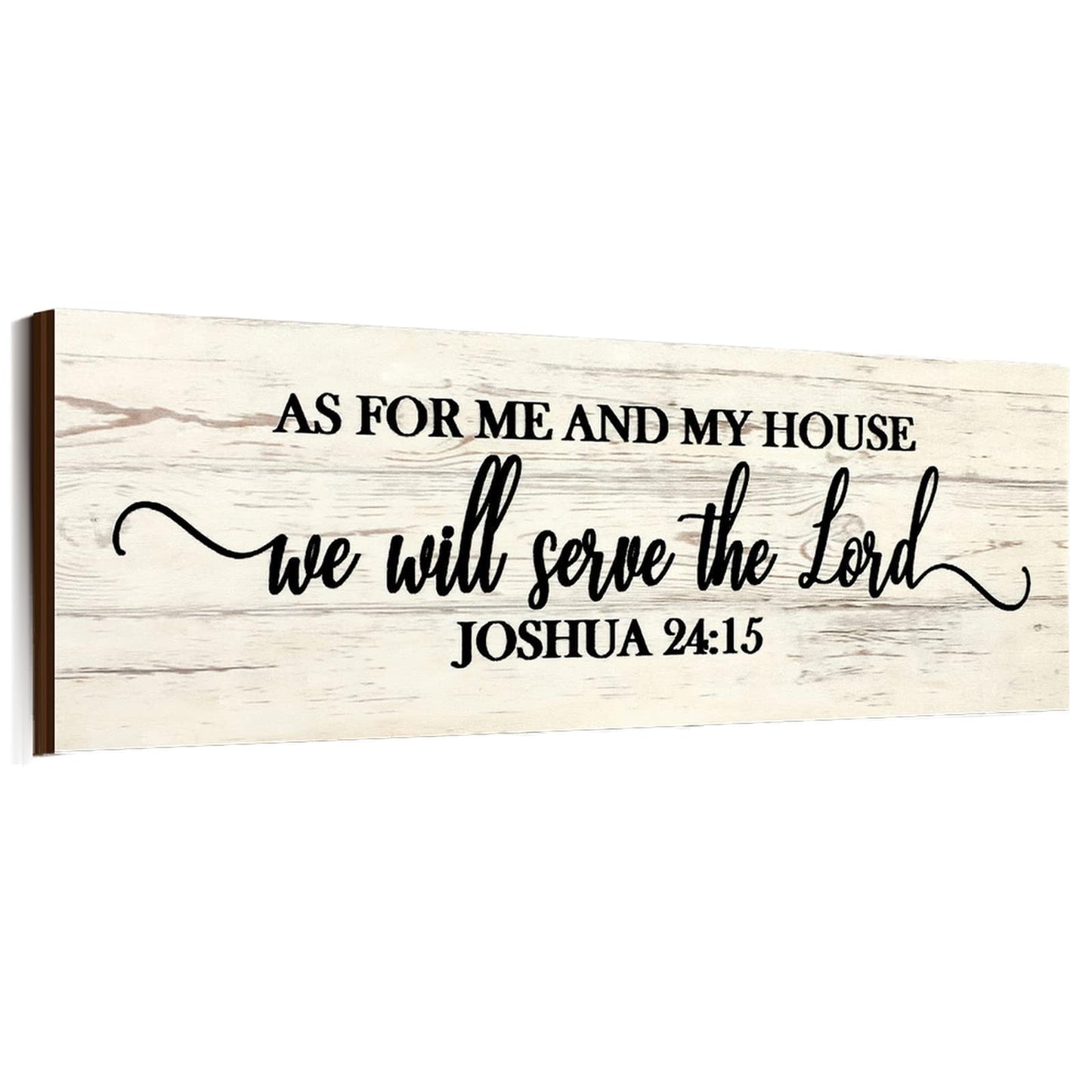 Jetec As for Me and My House We Will Serve The Lord Rustic Wooden Wall Sign Hanging Home Living Room Bedroom Wall Decor 41.6 x 16 cm White