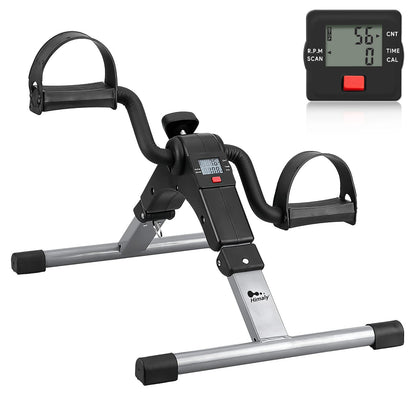 Folding Pedal Exerciser , himaly Mini Exercise Bike Under Desk Bike Pedal Exerciser with LCD Display for Arms and Legs Workout, Portable Desk Bike Peddler Machine