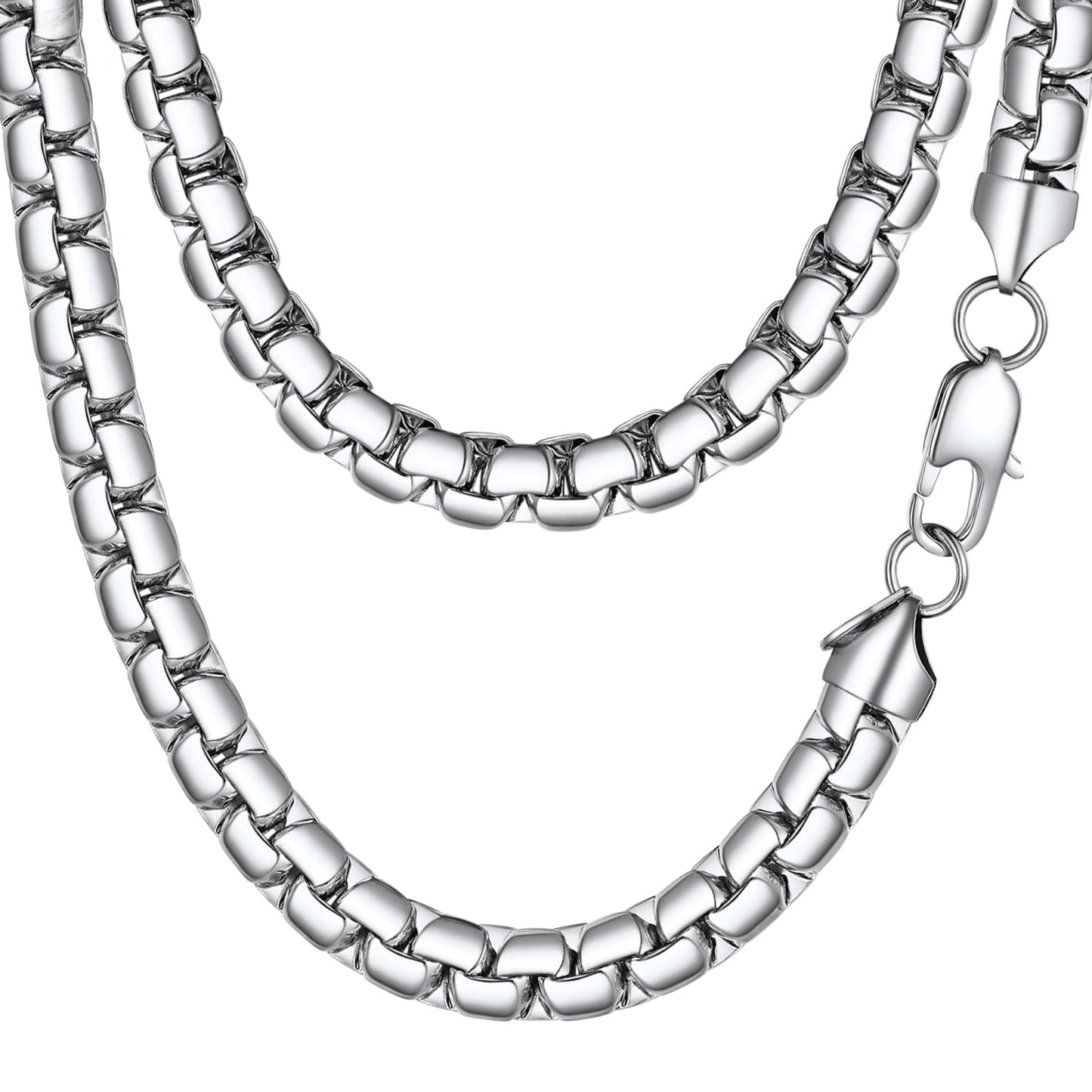 PROSTEEL Stainless Steel Silver Chain for Men 8mm Sleek & Functional Mens Chain Necklace Hip Pop Chunky Chain