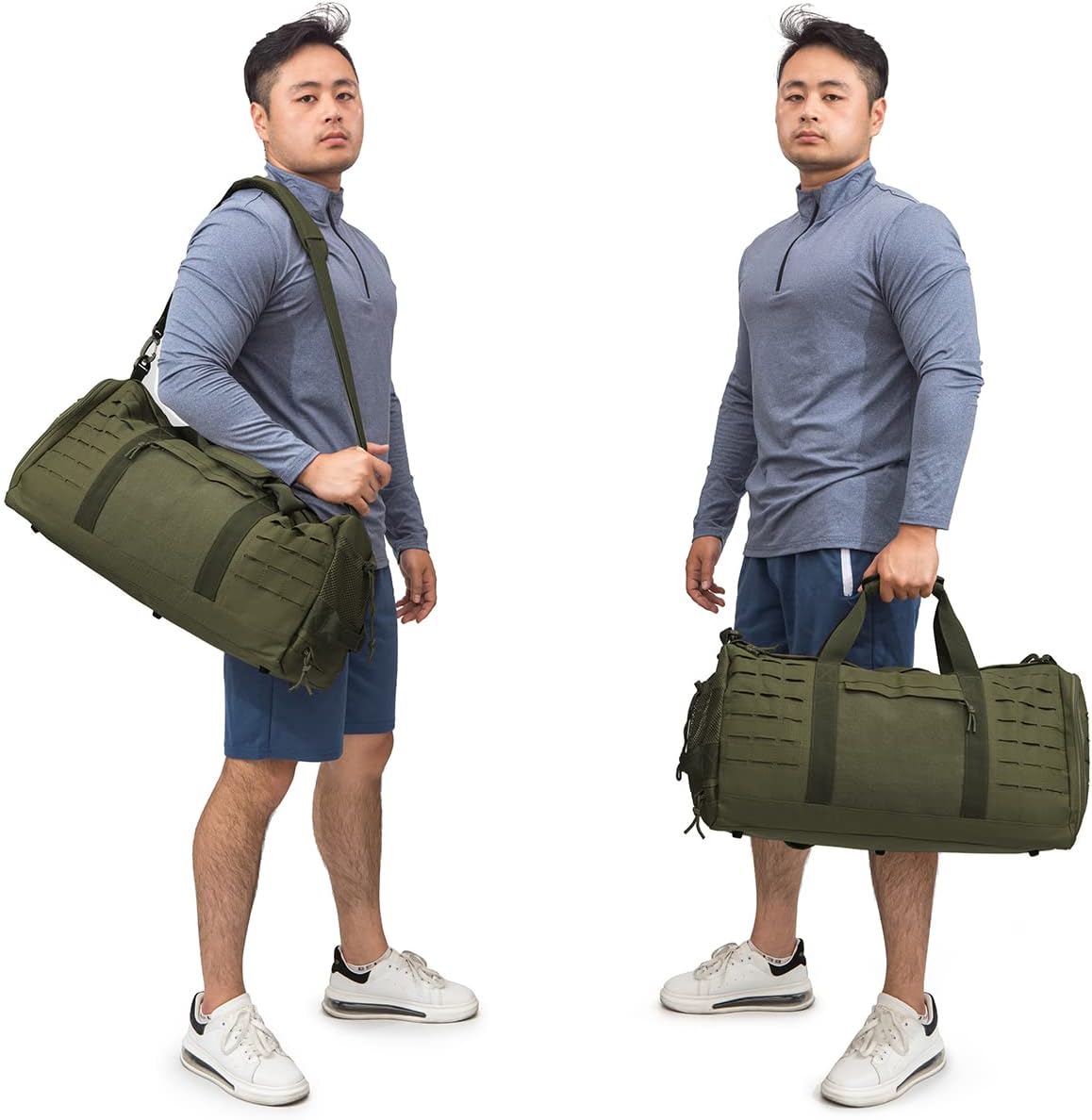 QT&QY 40L Military Tactical Duffle Bag For Men Sport Gym Fitness Tote Travel Training Workout With Shoe Compartment Basketball Football Weekender