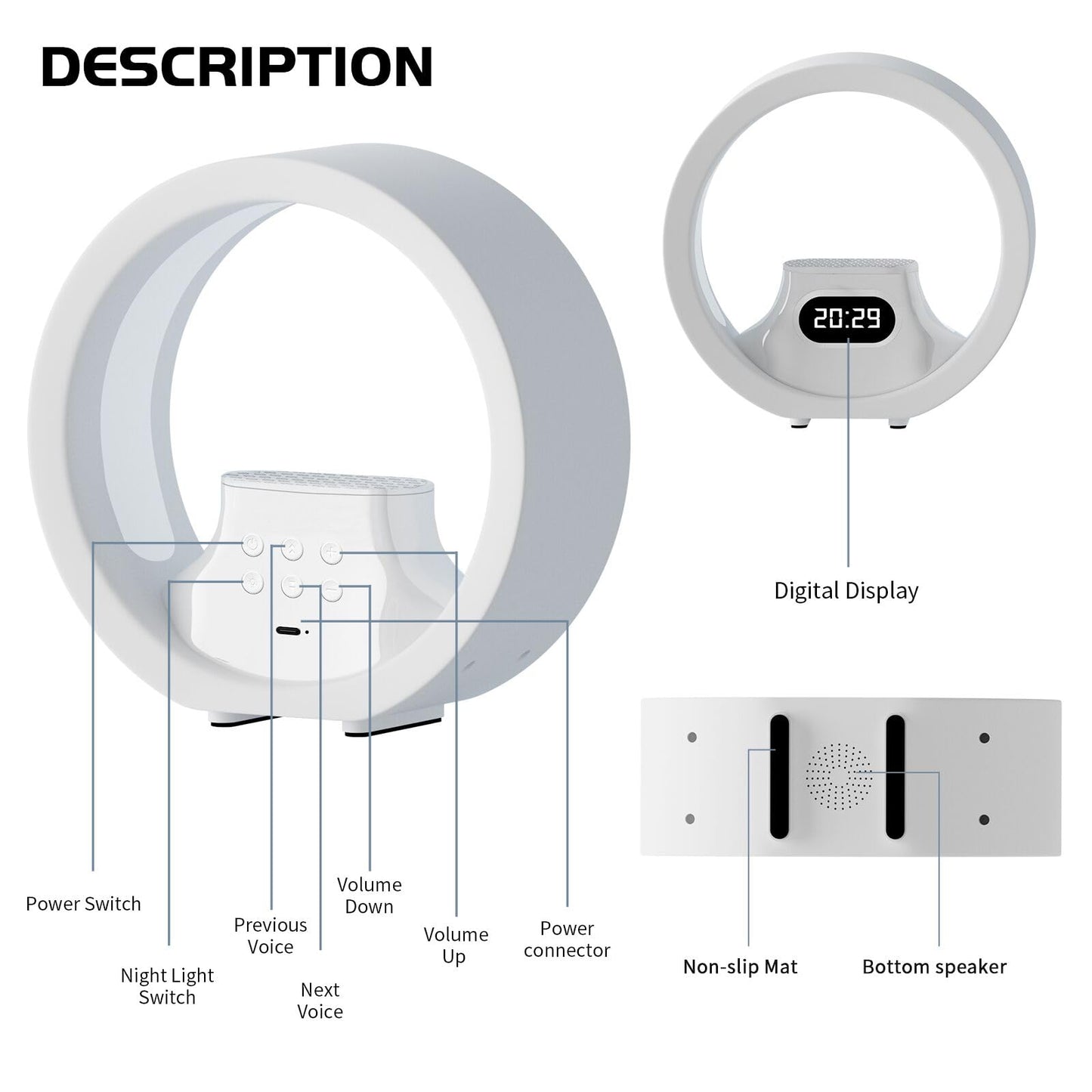 GDbow White Noise Machine with Remote Control 8 Colors Night Lights White Noise Sound Machine with 20 High Fidelity Soothing Sounds Timer Feature Sound Machine for Adults 6.290 Inch
