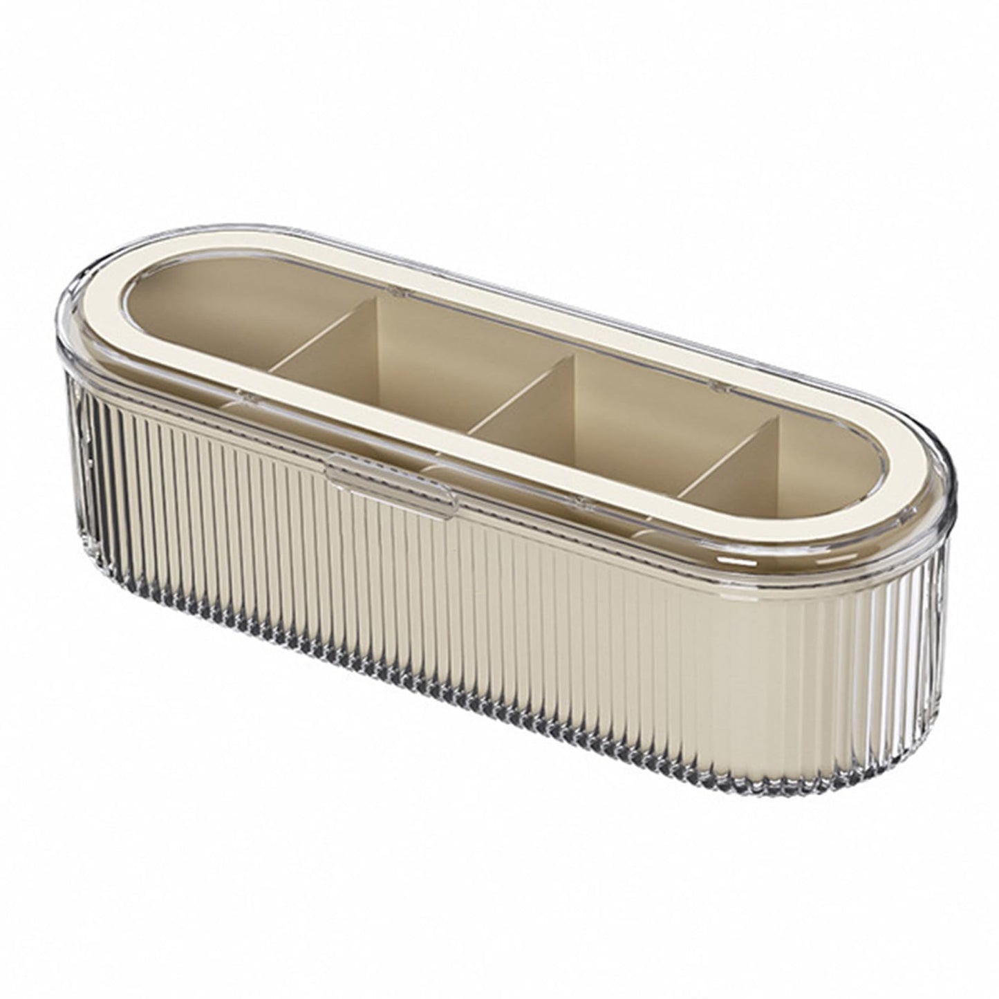 Buachois 4 Dividers Condiment Pot with 4 Spoons, PP and PET Container Condiment Box with Lid for Store Salt Cinnamon Cumin Parsley Flakes