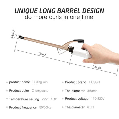 Hoson 1 Inch Curling Iron Professional Ceramic Tourmaline Coating Barrel Hair Curler, LCD Dispaly with 9 Heat Setting(225°F to 450°F for All Hair Types, Glove Include)