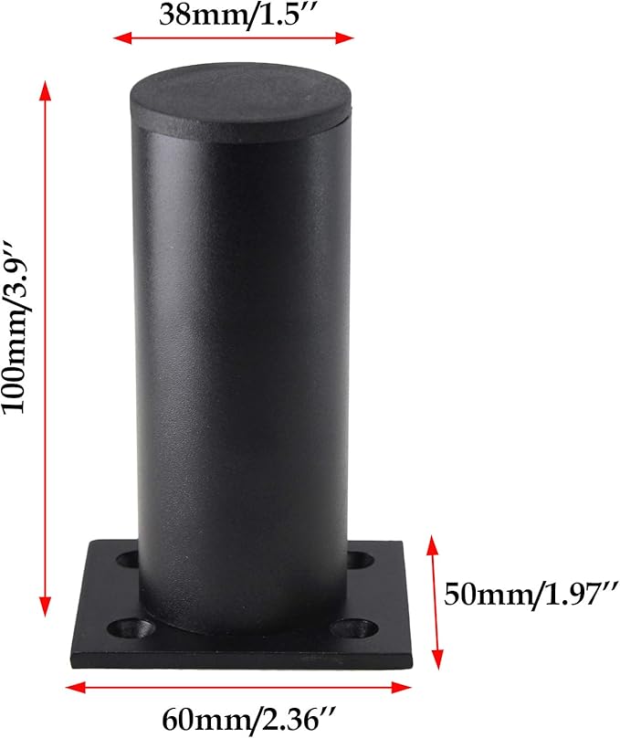 Set of 4 Furniture Legs 4 Inch, Adjustable Aluminum Alloy Cabinet Legs