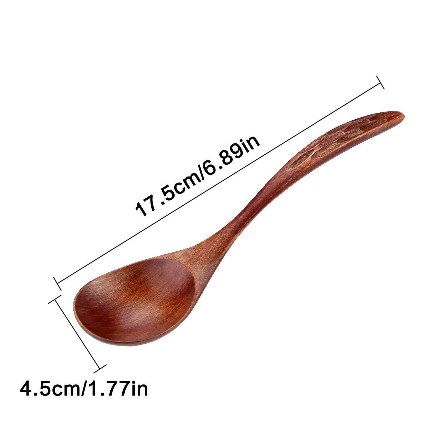 IQCWOOD Wooden Soup Spoons, Magic Wooden Spoons for Eating, 6 Pieces 6.8 inch Asian Soup Spoon for Salad Desserts, Coffee, Snacks, Cereal, and Fruit