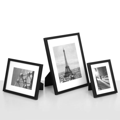 SONGMICS Picture Frames with 7 Mats, Set of 7 Collage Photo Frames, One 11x14, Two 8x10, Four 6x8 Frames, Hanging or Table Display, Glass, Black URPF37BK