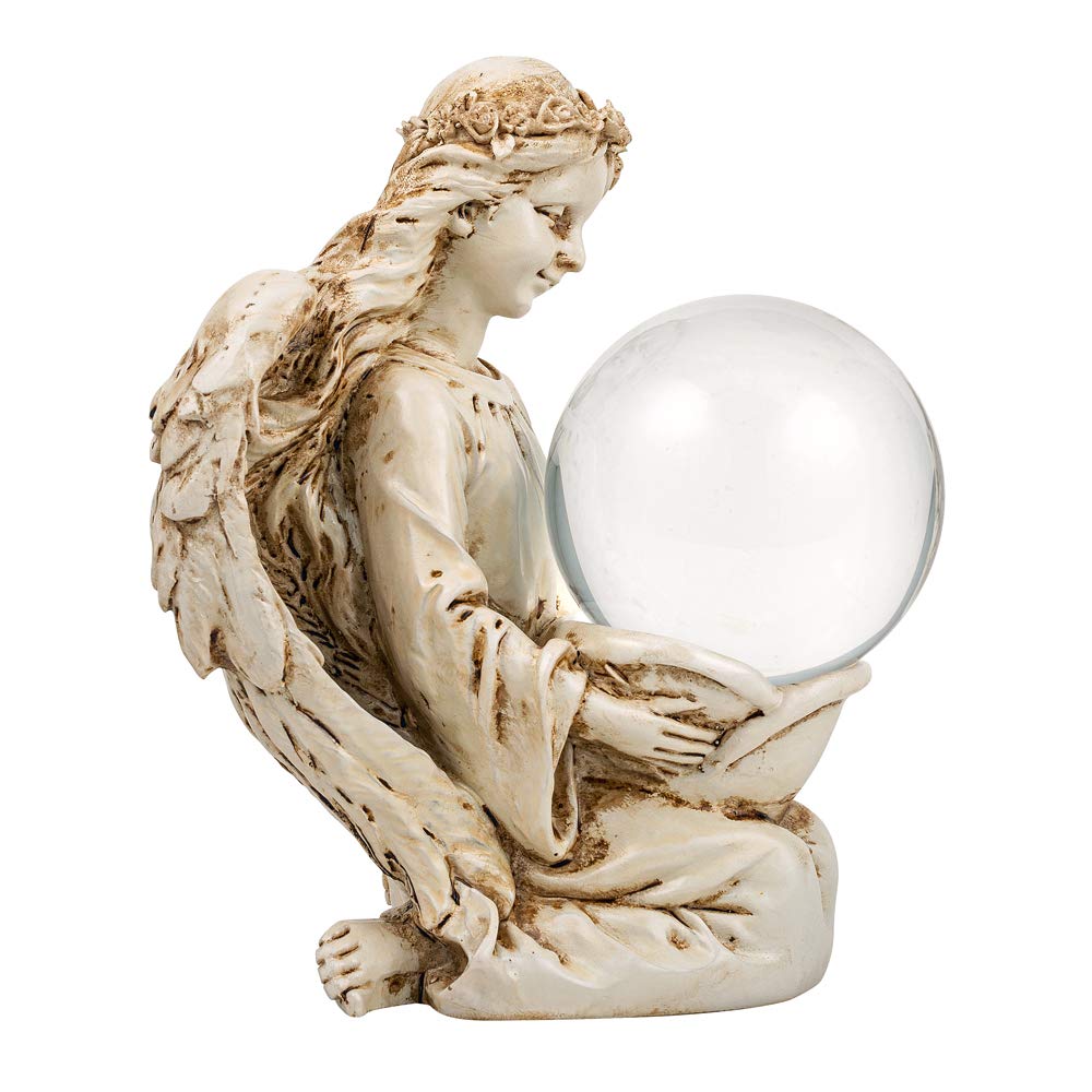 Amlong Crystal Angel Statue Figurine and 2.5" Diameter Clear Crystal Ball with Gift Box